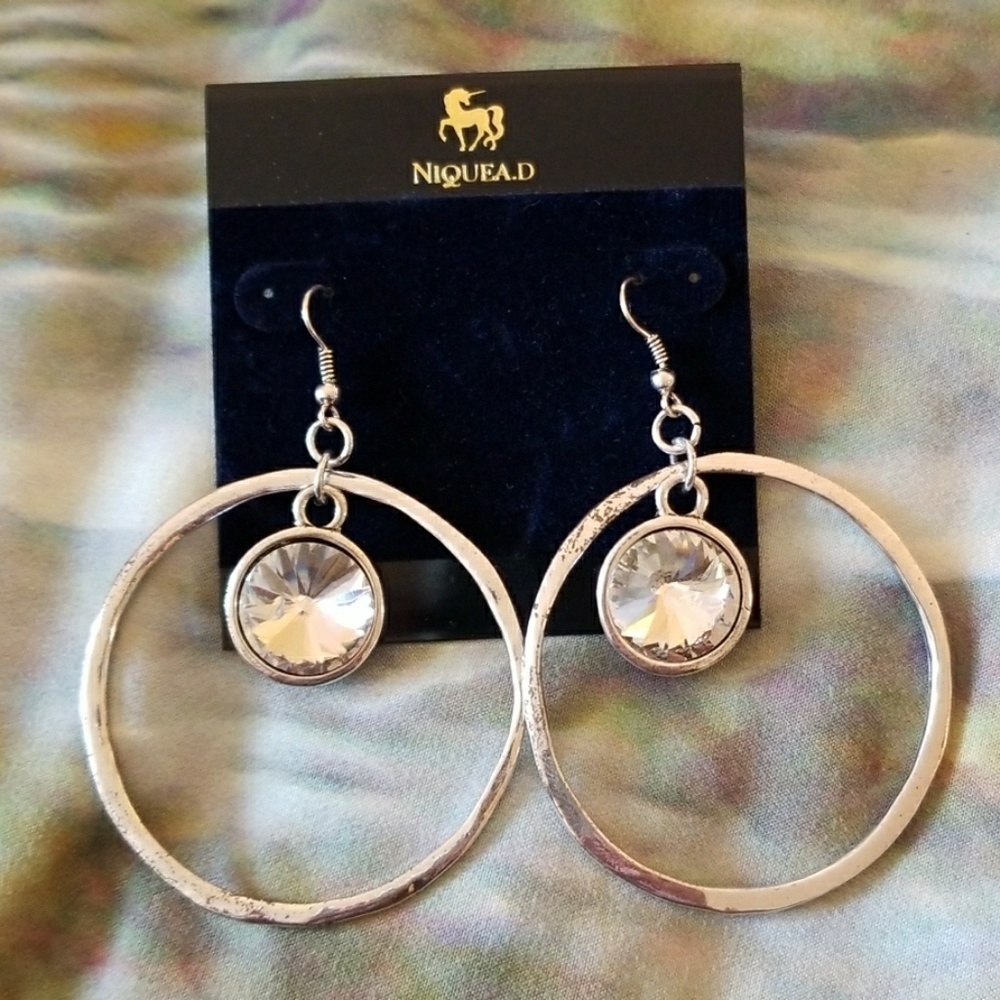 NIQUEA.D // ltd ed silver hoop large crystal hoop